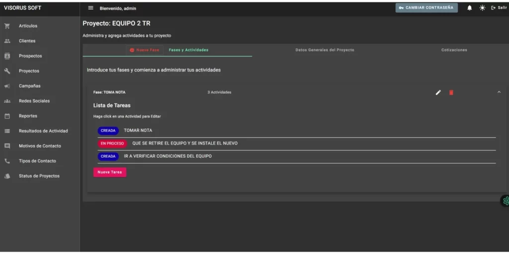 Reportes de proyectos con evidencias, resultados de actividades, atrasos porcentaje de avance de proyectos, probabilidades de cierre de ventas