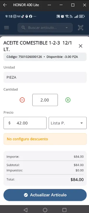 Vista agrega producto