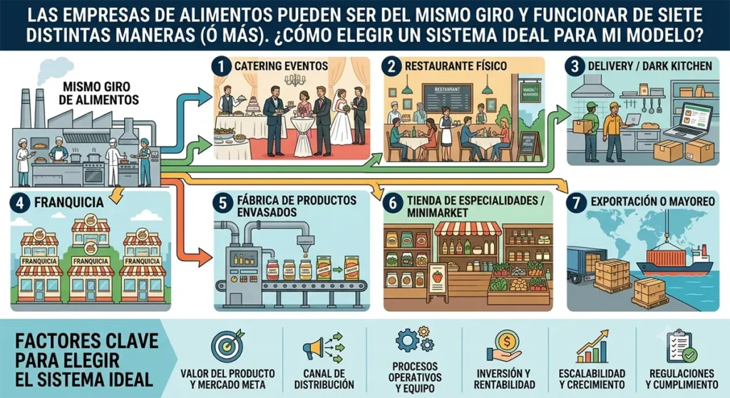 Las empresas de alimentos pueden ser del mismo giro y funcionar de siete distintas maneras (ó más) ¿Cómo elegir un sistema ideal para mi modelo?